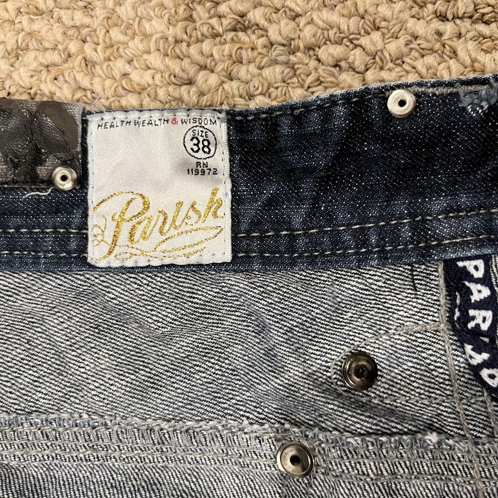 Parish Denim Shorts Mens 38 Blue Bermuda Button Fly Streetwear Pockets Relaxed - Picture 3 of 8